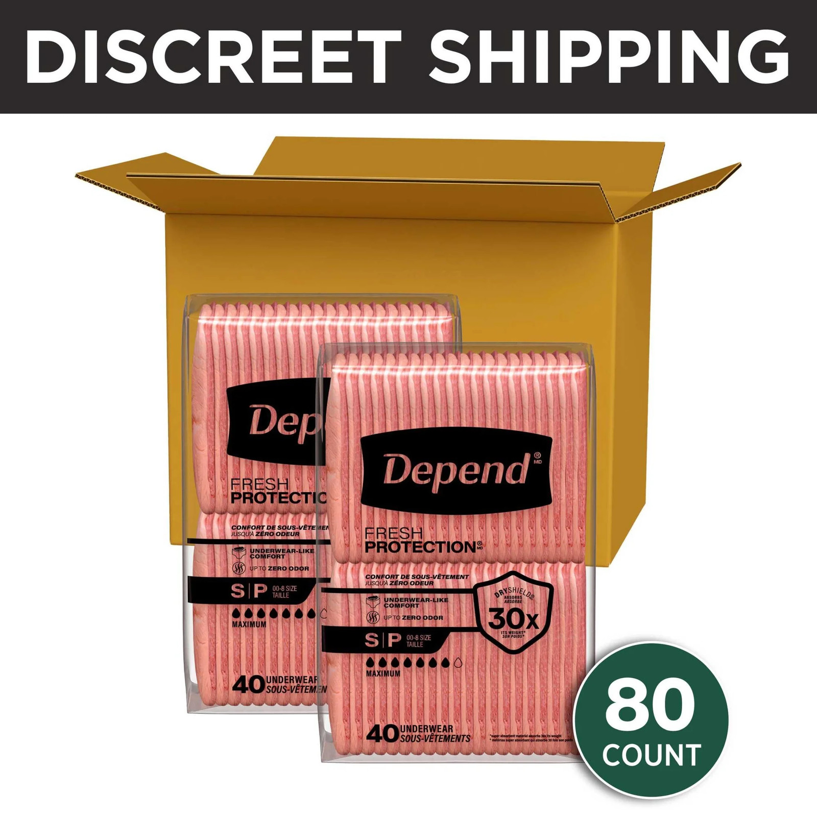 Depend Fresh Protection Incontinence Underwear for Women, S, 80 Ct