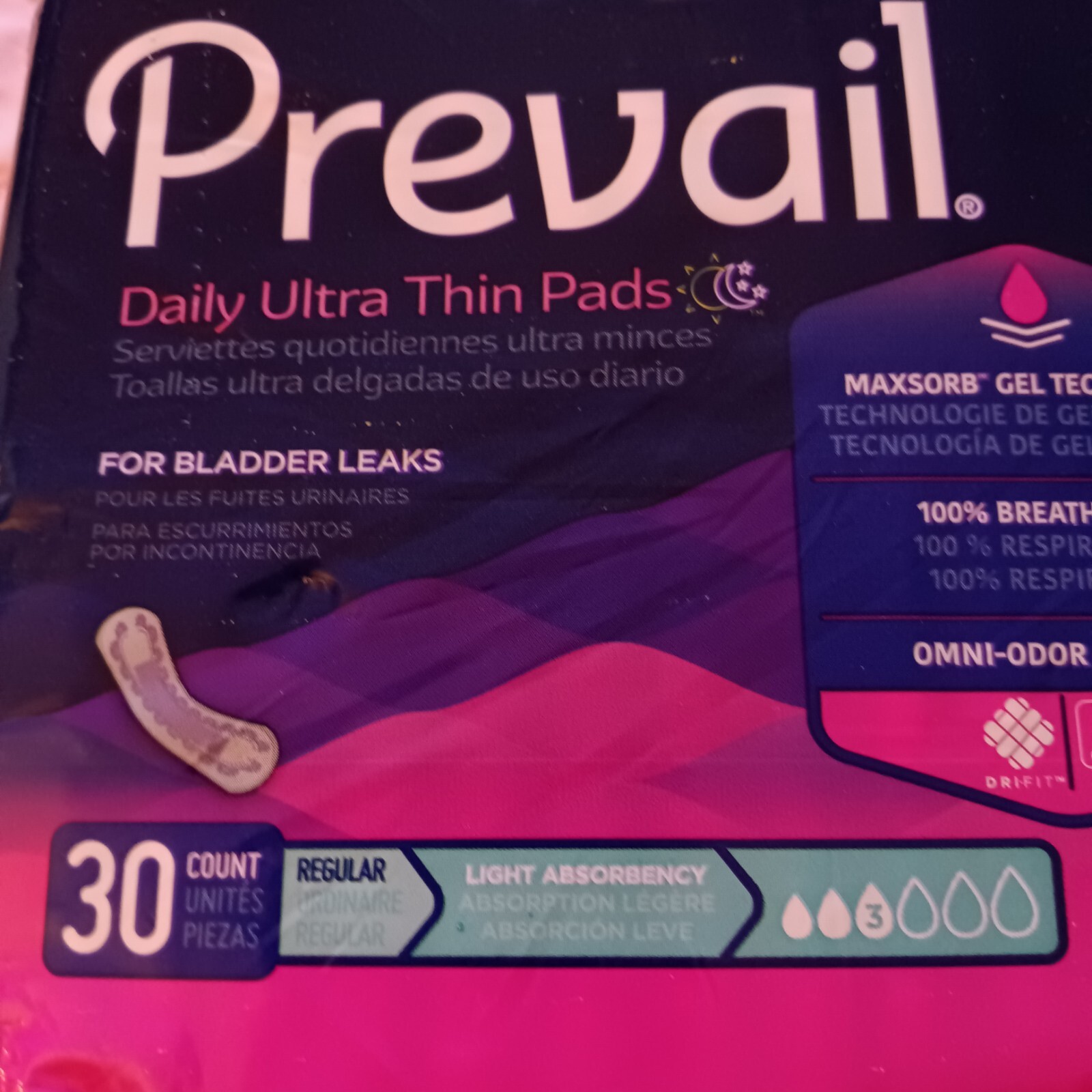 Prevail Daily Women’s Incontinence Bladder Control Pads Liners Regular / Long ✅