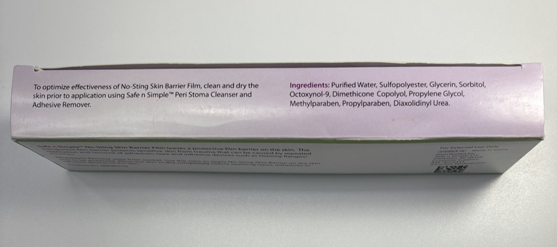 75 Safe n Simple SNS80775 No Sting Skin Barrier Film Exp 07/2026