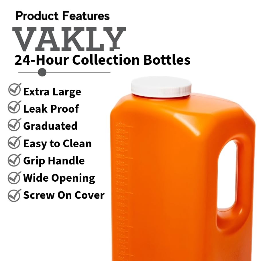 24-Hour Urine Collection Bottles with Easy-Grip Handle – Large Graduated Cont…