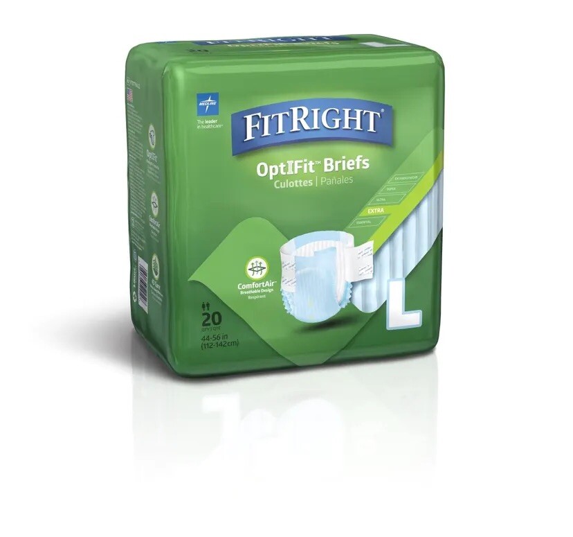 FitRight OptiFit Adult Diapers Disposable Incontinence Briefs Large 44-56
