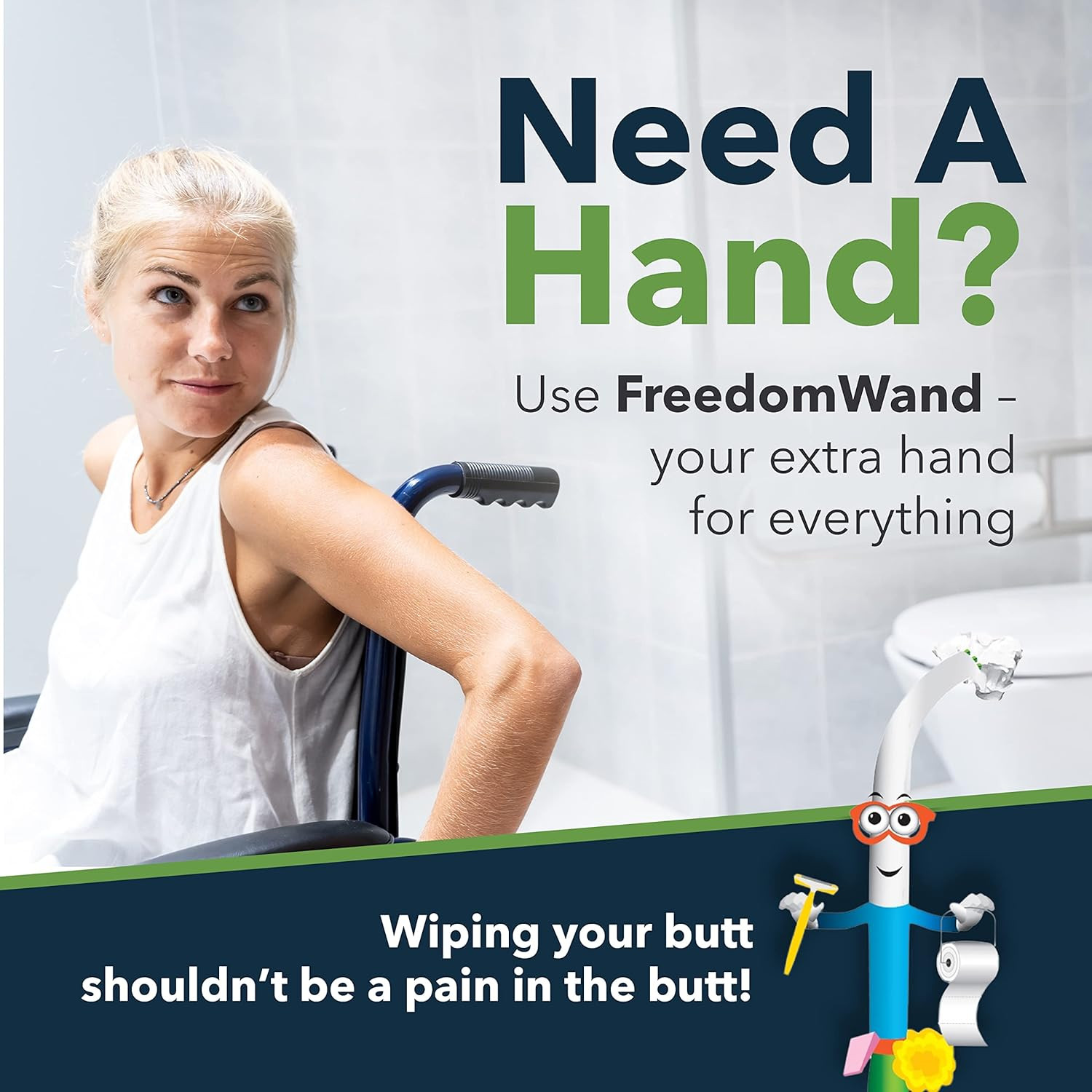 Multipurpose Toilet Aid for Wiping – 14.5” Wipe Assist for Toileting for All Peo