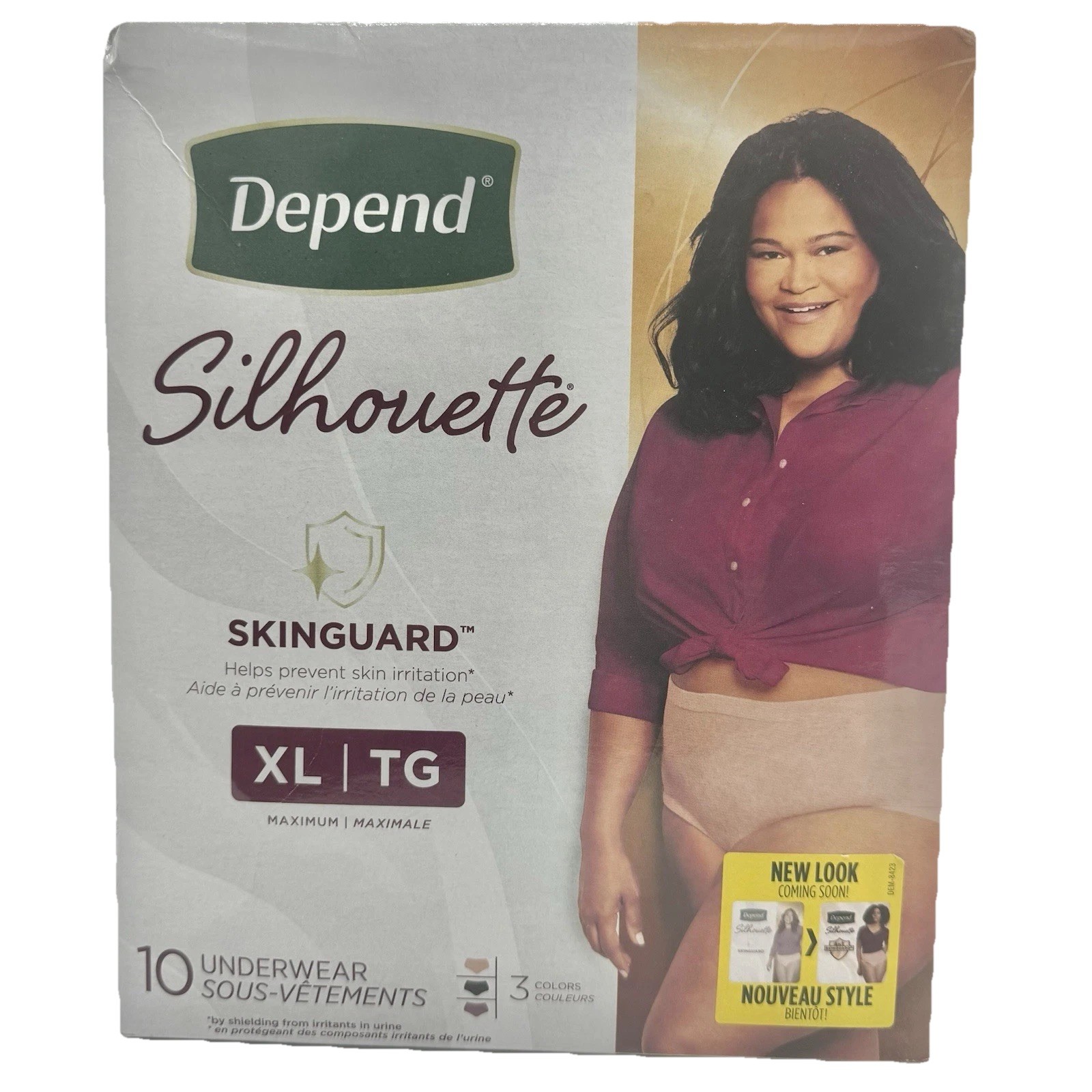 Depend Silhouette Underwear, XL 50″-60″, Maximum Absorbency, 3 Colors, 10 Count