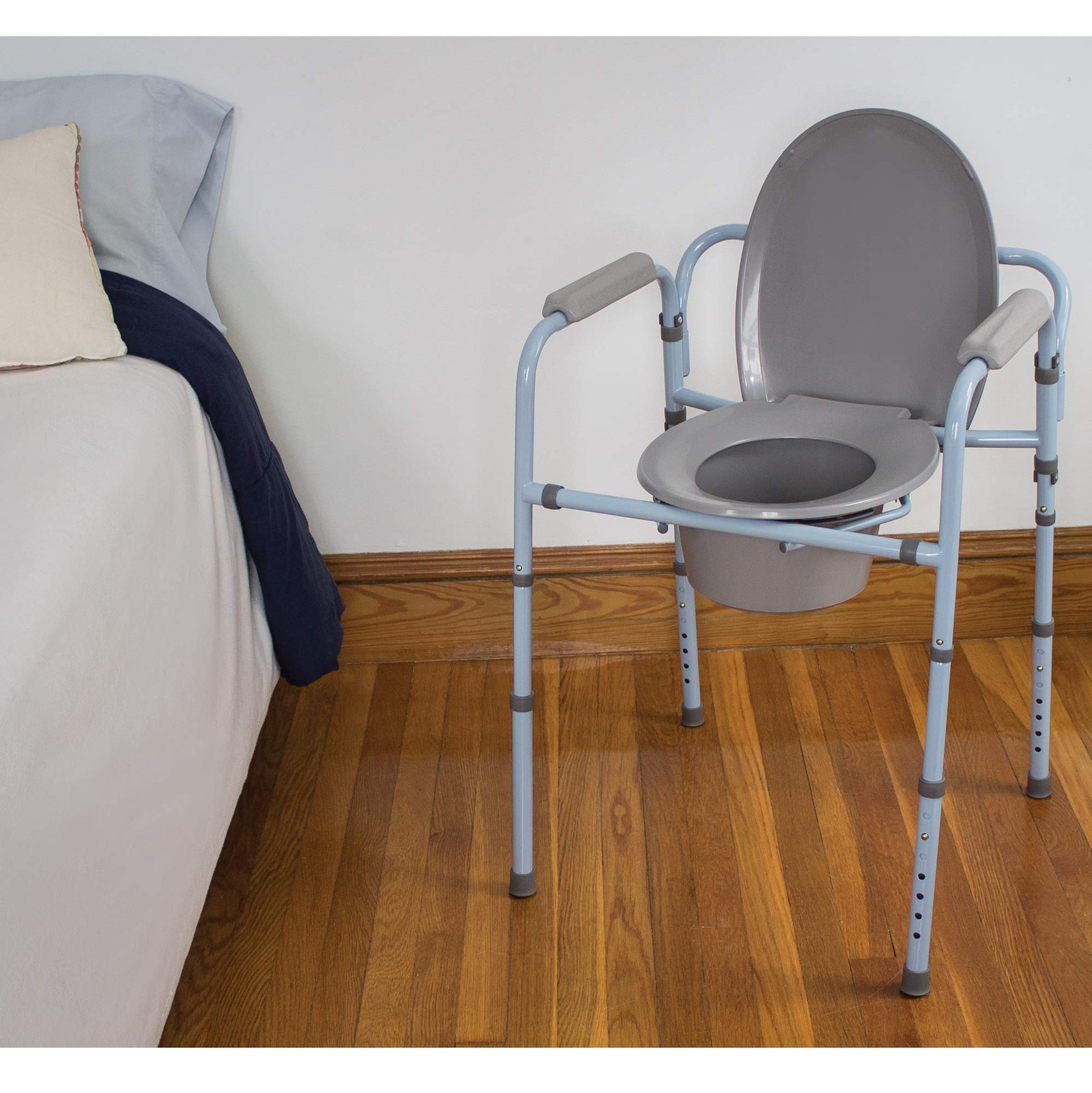 Carex 3-In-1 Folding Bedside Commode And Raised Toilet Seat Portable Toilet