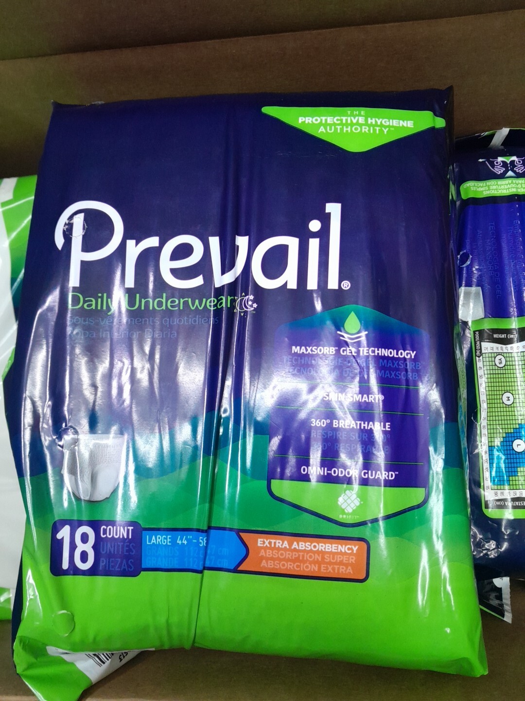 Prevail 48 Count Large 44×58 White Underwear Moisture Proof Barrier Extra Strong