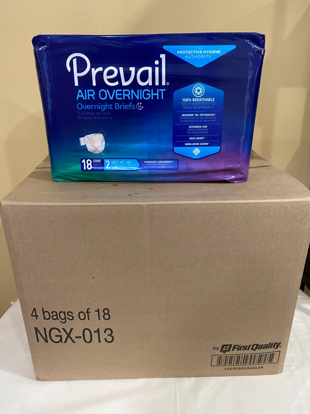 Prevail Incontinence Brief Overnight 72 Ct