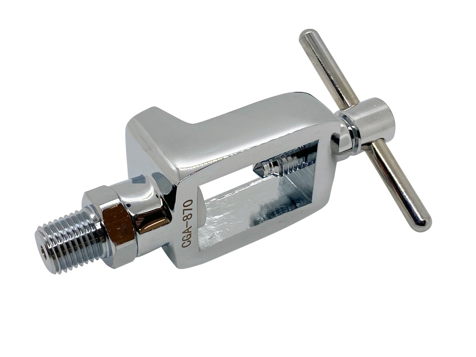 Medical Oxygen Cylinder CGA 870 Polished Chrome Pin Index Yoke 1/4″ Male NPT