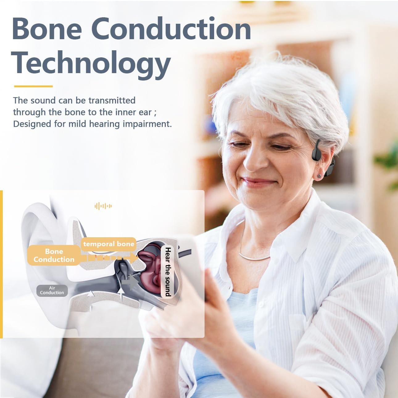 Bluetooth Hearing Aid For The Elderly Bone Conduction Headset for Deafness