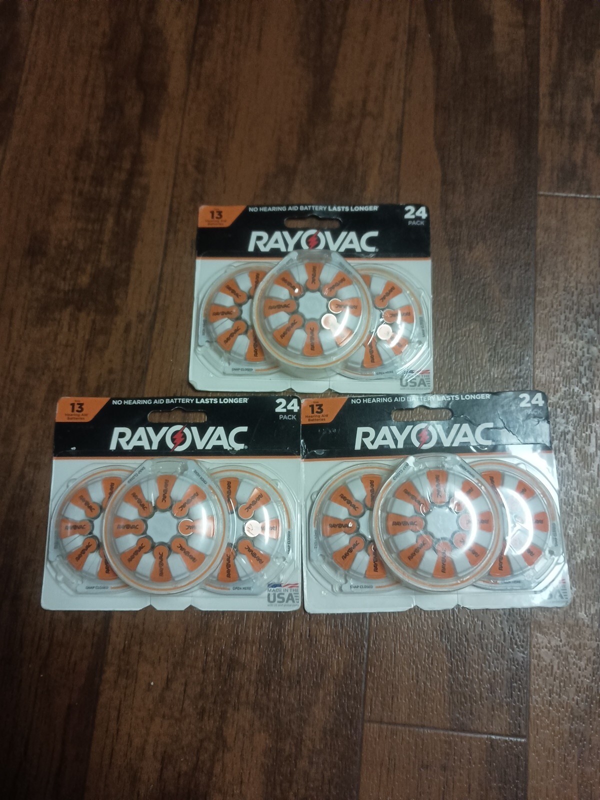 3x Rayovac Size 13 Orange Hearing Aid Batteries Battery Tab 1.45 V Exp 2024