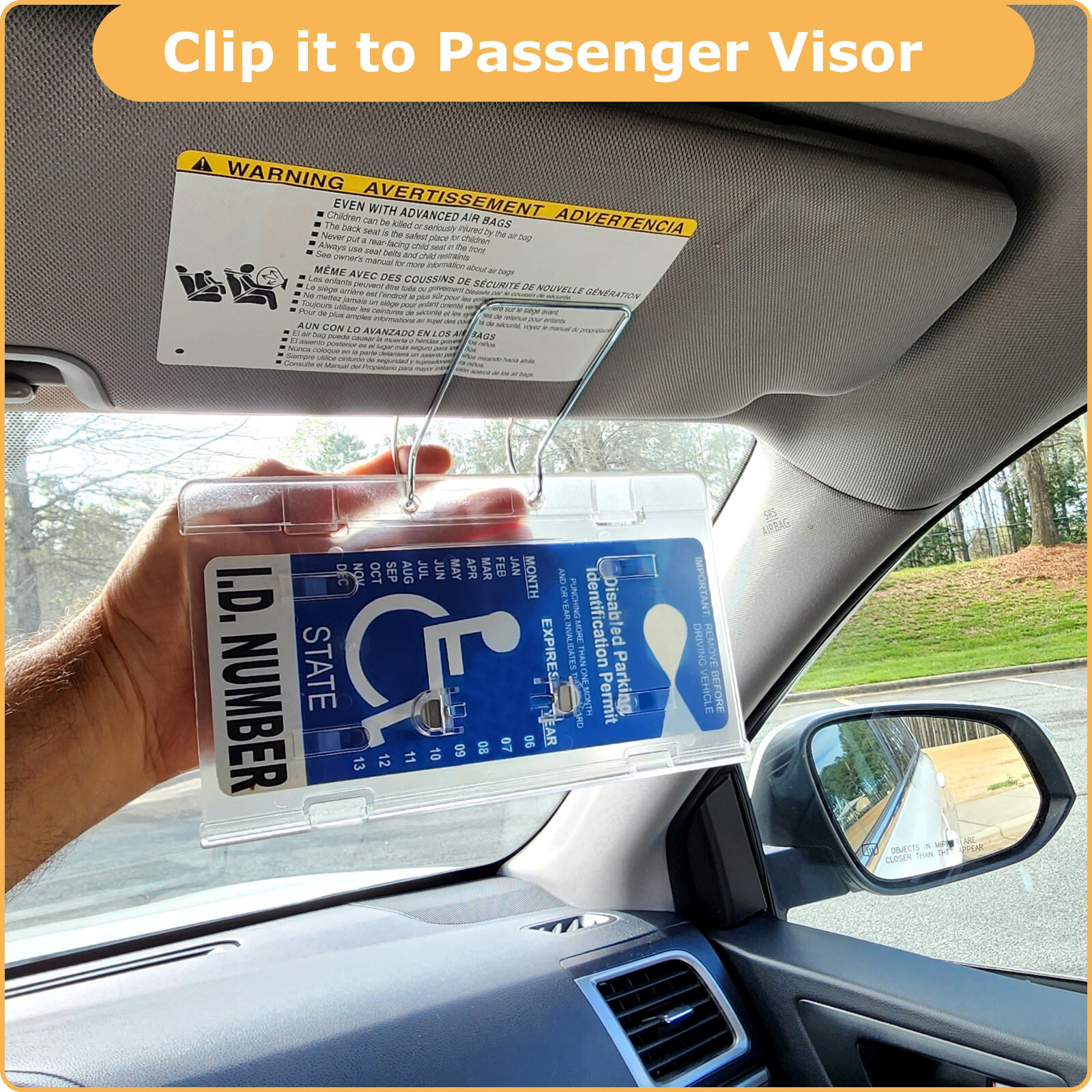 Visortag® Horizontal – Best Handicap Placard Holder & Protector- Easy ON & OFF