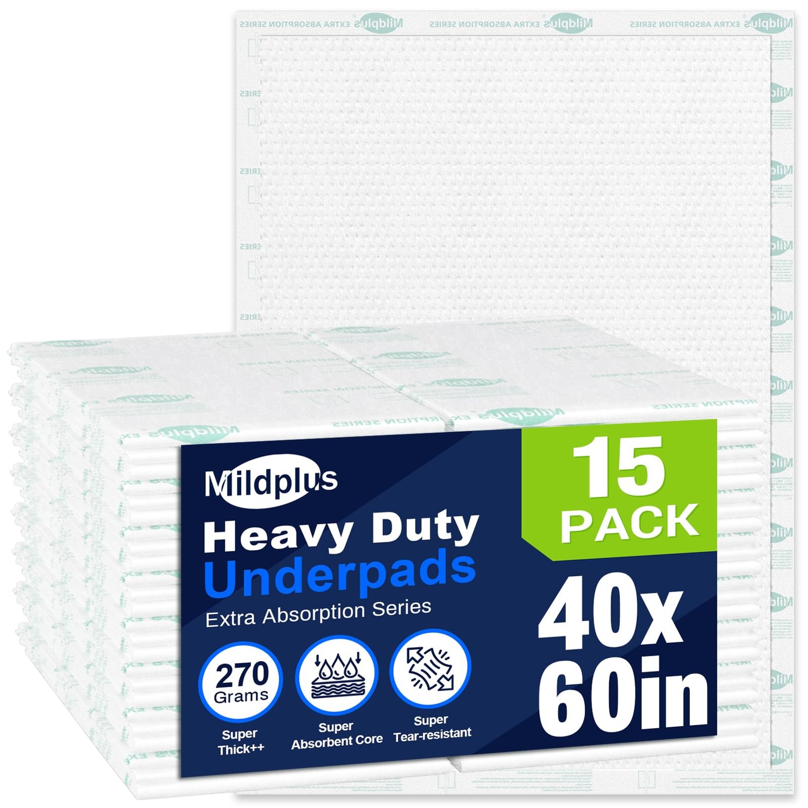 Heavy Duty Underpads 40″X60″ Super Sized Chucks Pads 270 Grams Disposable Bed…