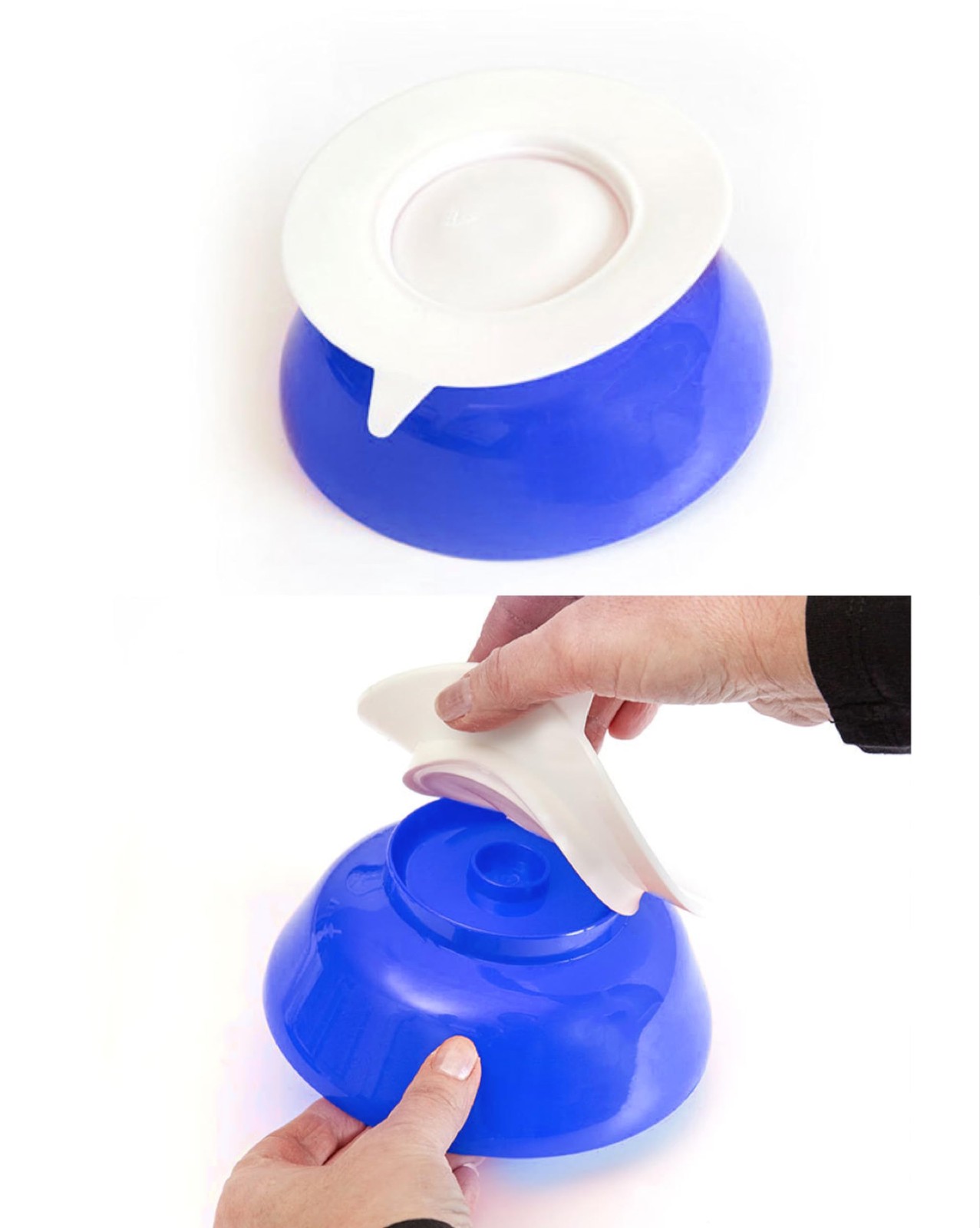 Spill Proof Scoop Bowl and Plate with Non Skid Suction Base Adaptive Blue