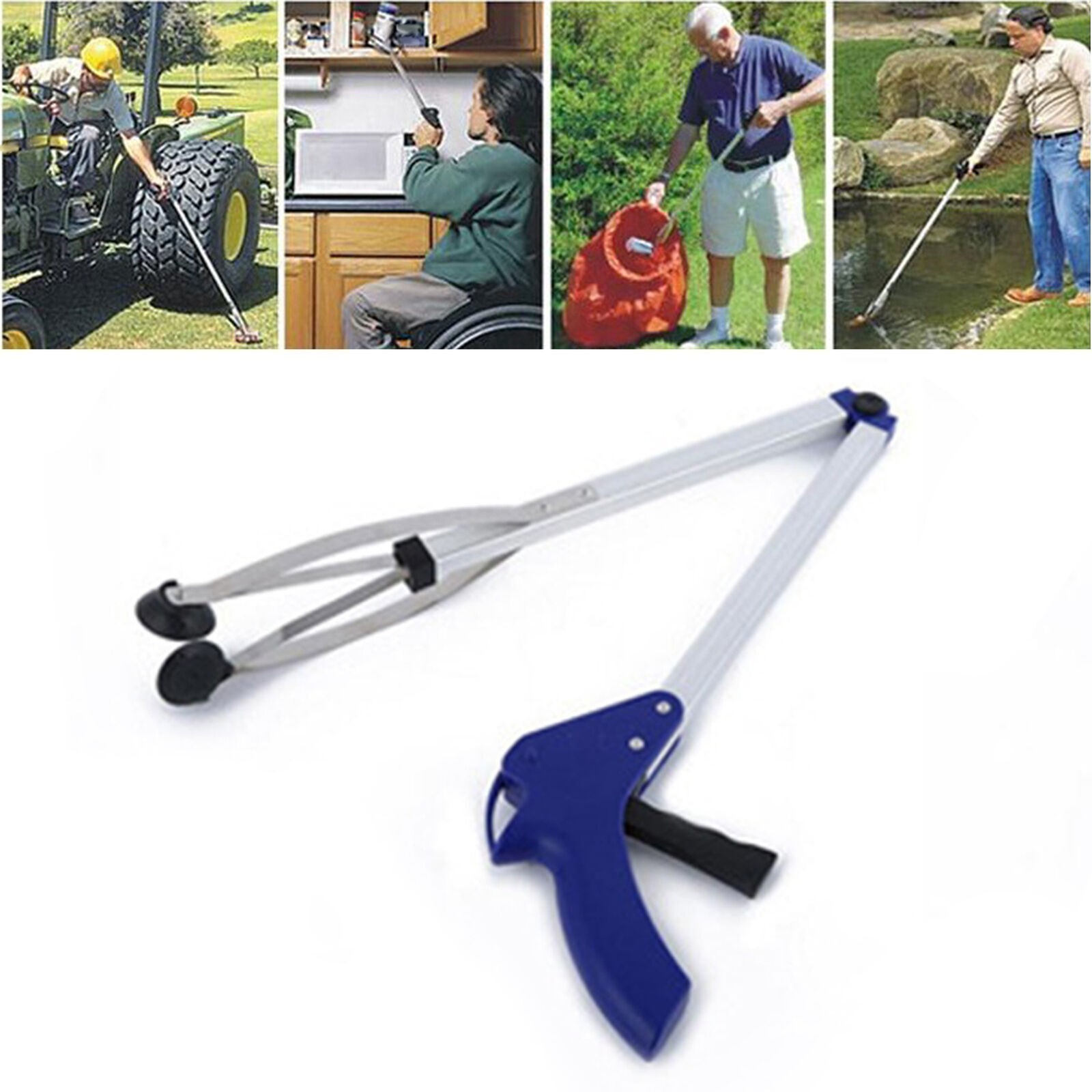 Foldable Garbage Picker Rubber Suction Cup Aluminum Rod Trash er