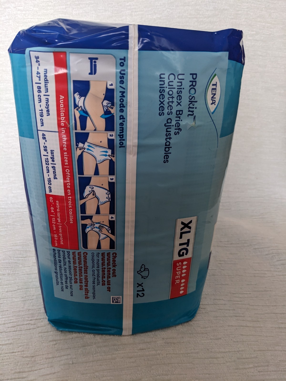 Tena ProSkin Unisex Briefs XL Adult Diapers SUPER Absorbency 60″-64″ 12 Ct New