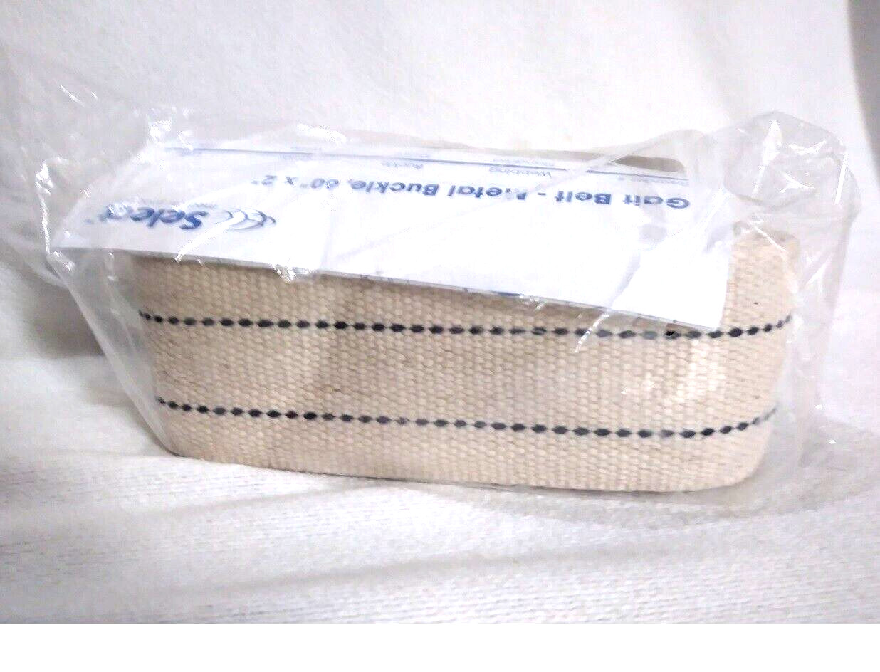 Select Medical Product 60″ x 2″ Safety Mobility Gait Belt Metal Buckle White NEW