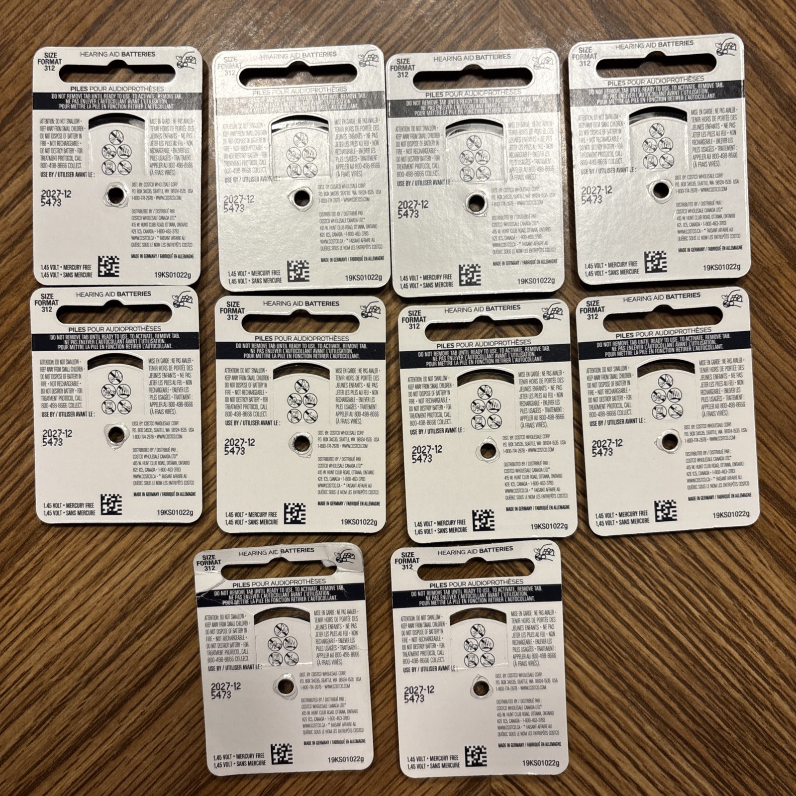94 NEW UNUSED Kirkland Signature Hearing Aid 312 Batteries (+ bonus batteries)