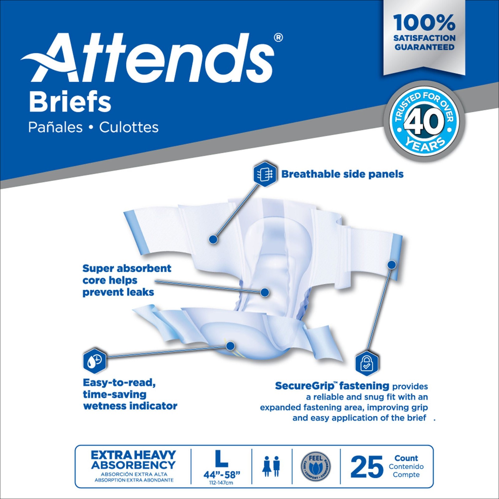 Attends Care Advanced Incontinence Brief L Breathable DDP30100 25 Ct