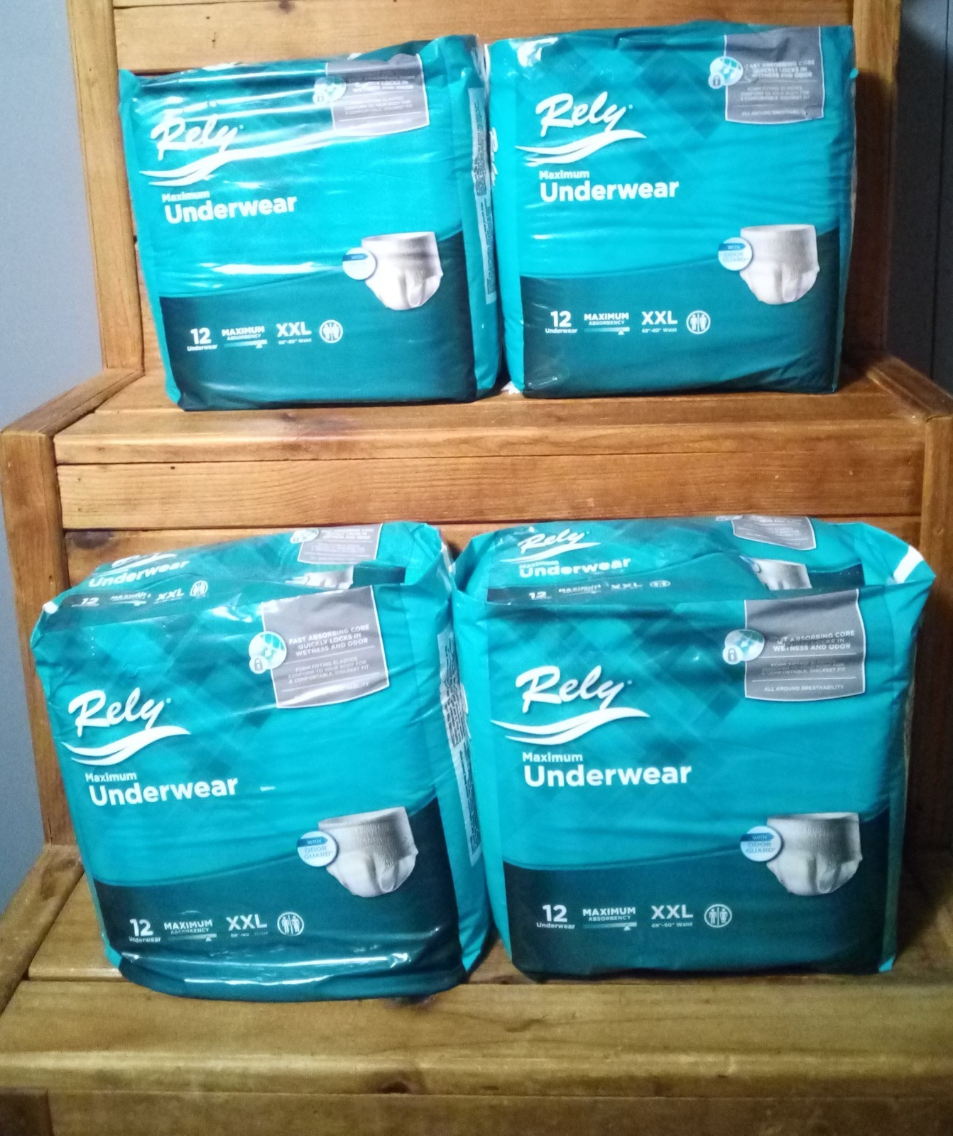 (21-3) 48 “RELY” Sz. XXL (68″ – 80″ WAIST) MAXIMUM UNISEX DISPOSABLE UNDERWEAR