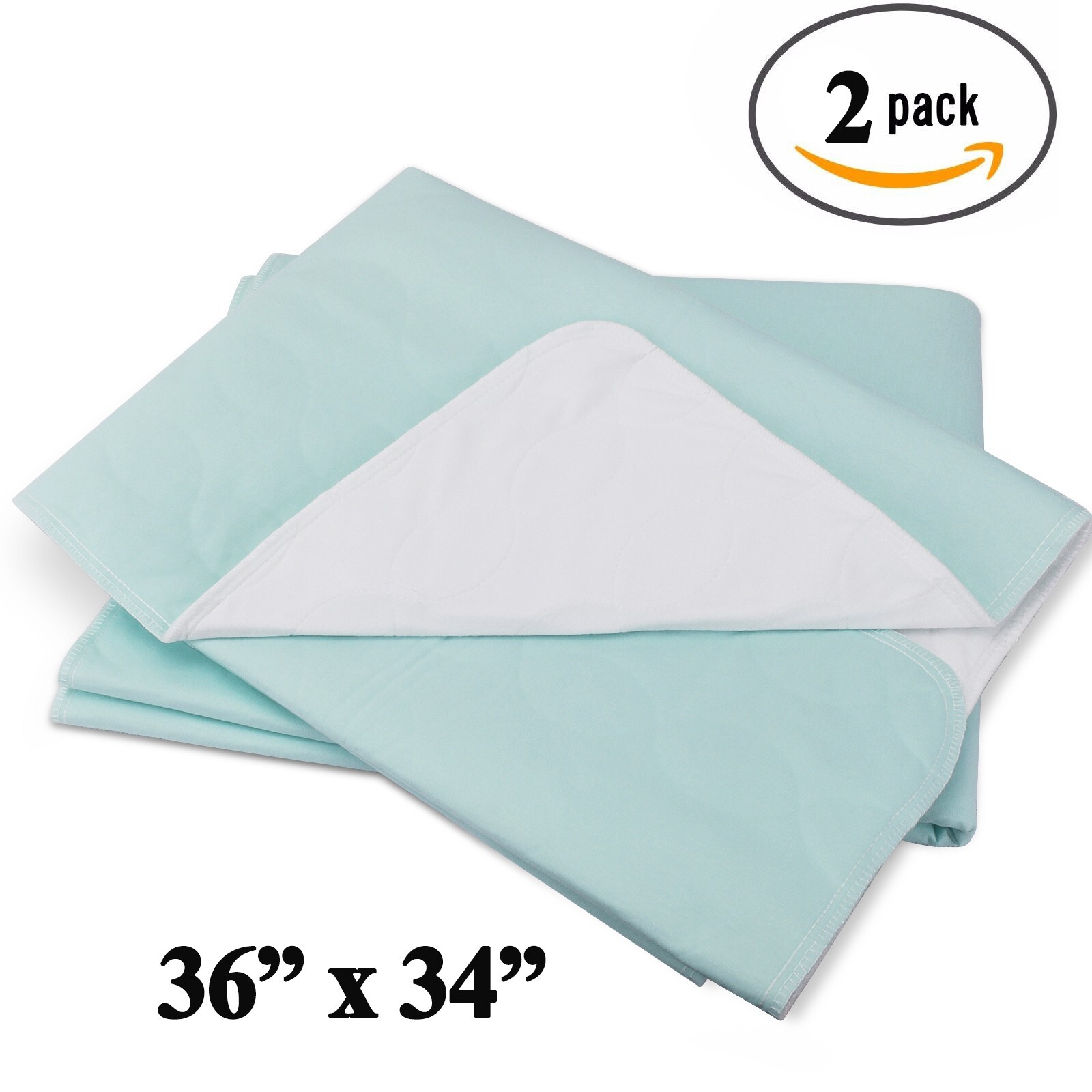 2 Washable Underpads for use as Incontinence Bed Pads, Reusable pet Pads 34X36″