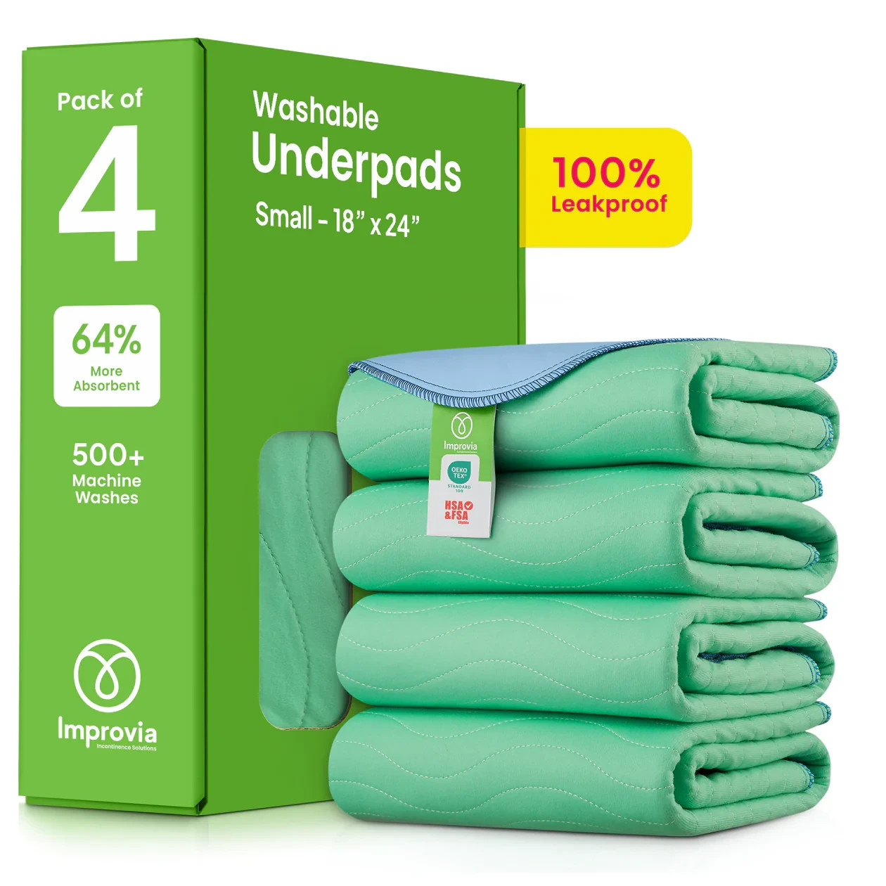 IMPROVIA 18 x 24″ Heavy Absorbency Reusable Incontinence Pads Adults Kids Pets