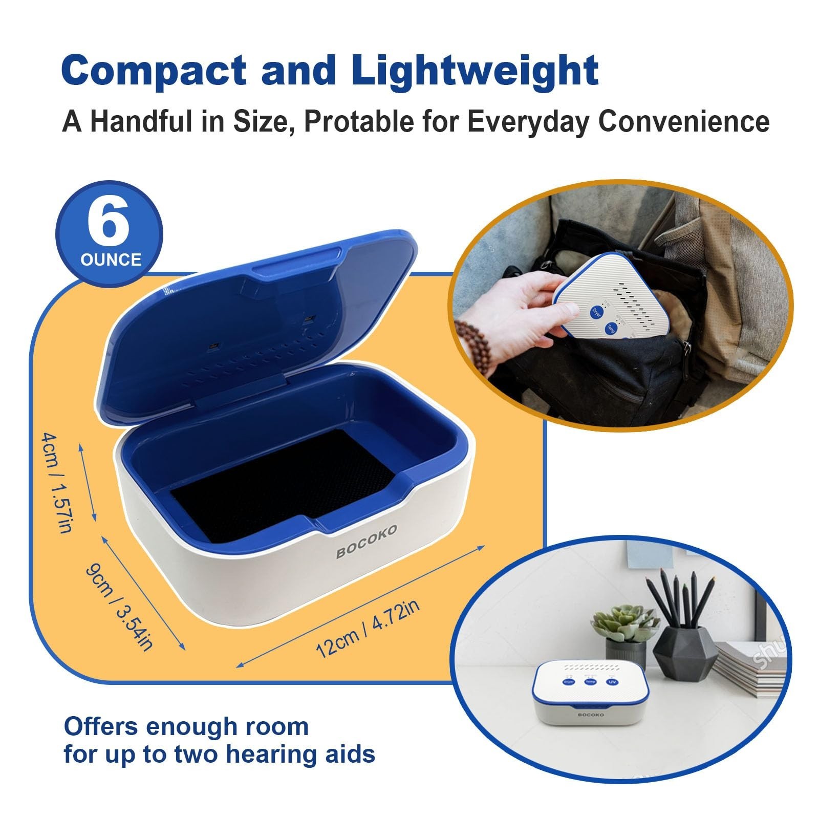 Automatic UV Hearing Aid Dehumidifier Dryer Case – Removes Sweat & Moisture
