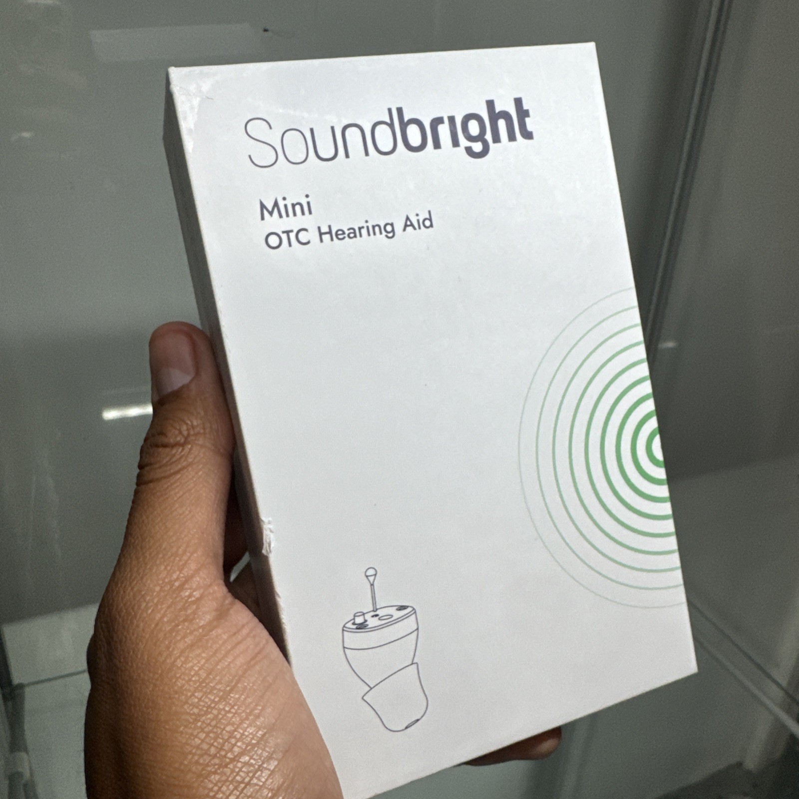 Soundbright Mini Rechargeable ITE Hearing Aid, Black, Charging Case for L/R