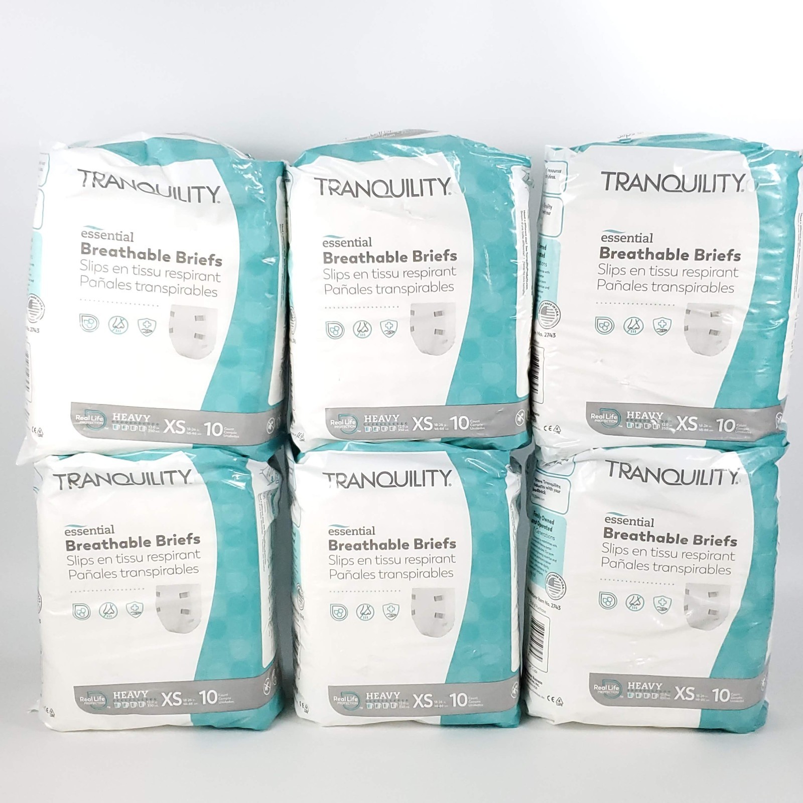 Tranquility Youth & Adult Disposable Briefs, Diapers, Underwear – XS – Lot of 60