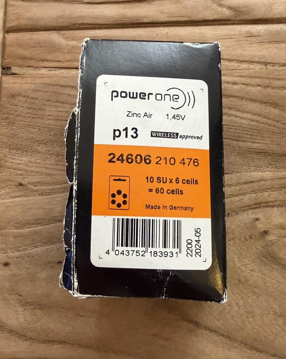 Lot of 7 1/2 Power One Wireless Approved p13 Hearing Aid Batteries Exp 5/2024