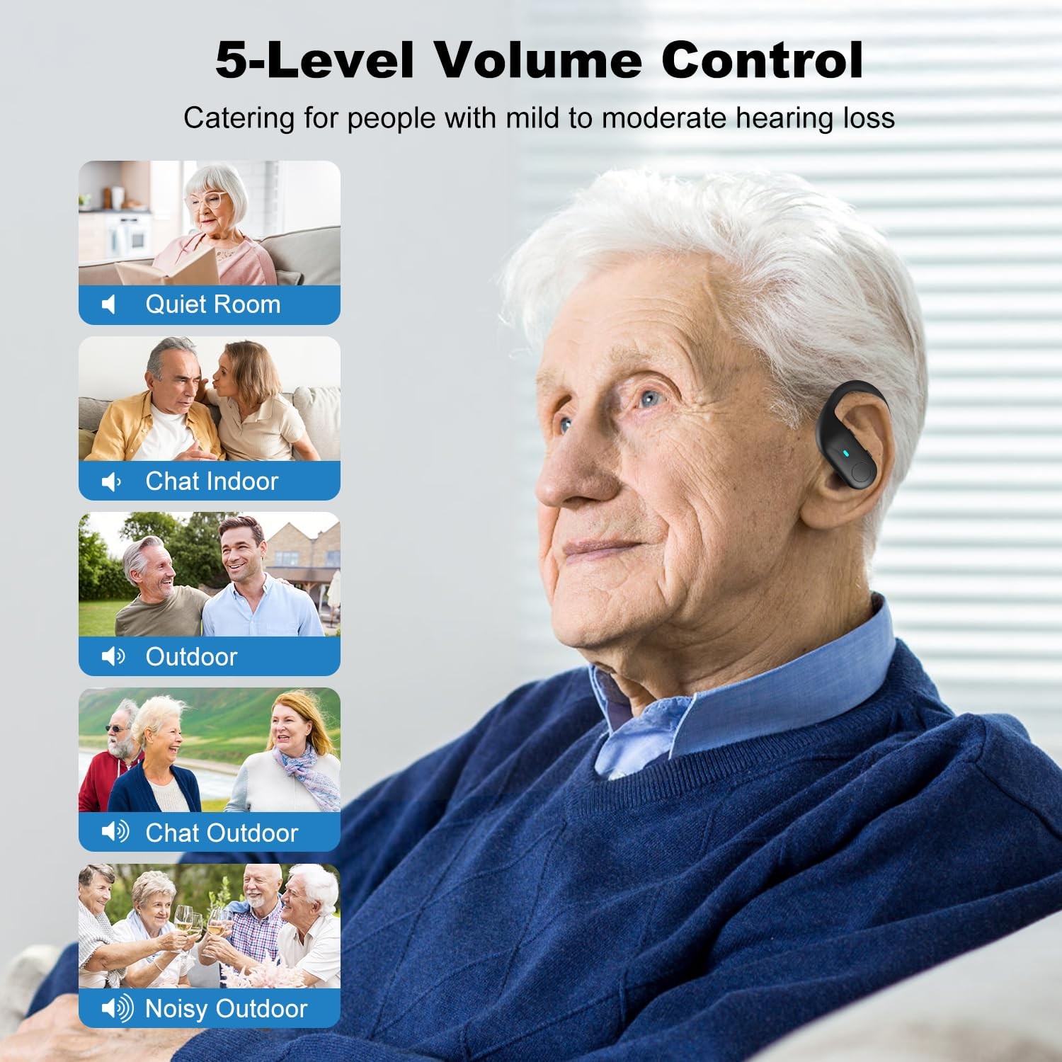 Bluetooth Hearing Aids for Seniors, Rechargeable Hearing Aid Earbuds for Hear…