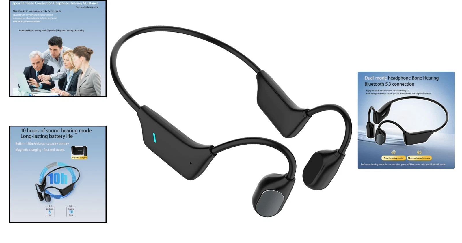 Bone Conduction Hearing Aid Bluetooth Wireless Design IPX5 Waterproof Hearing