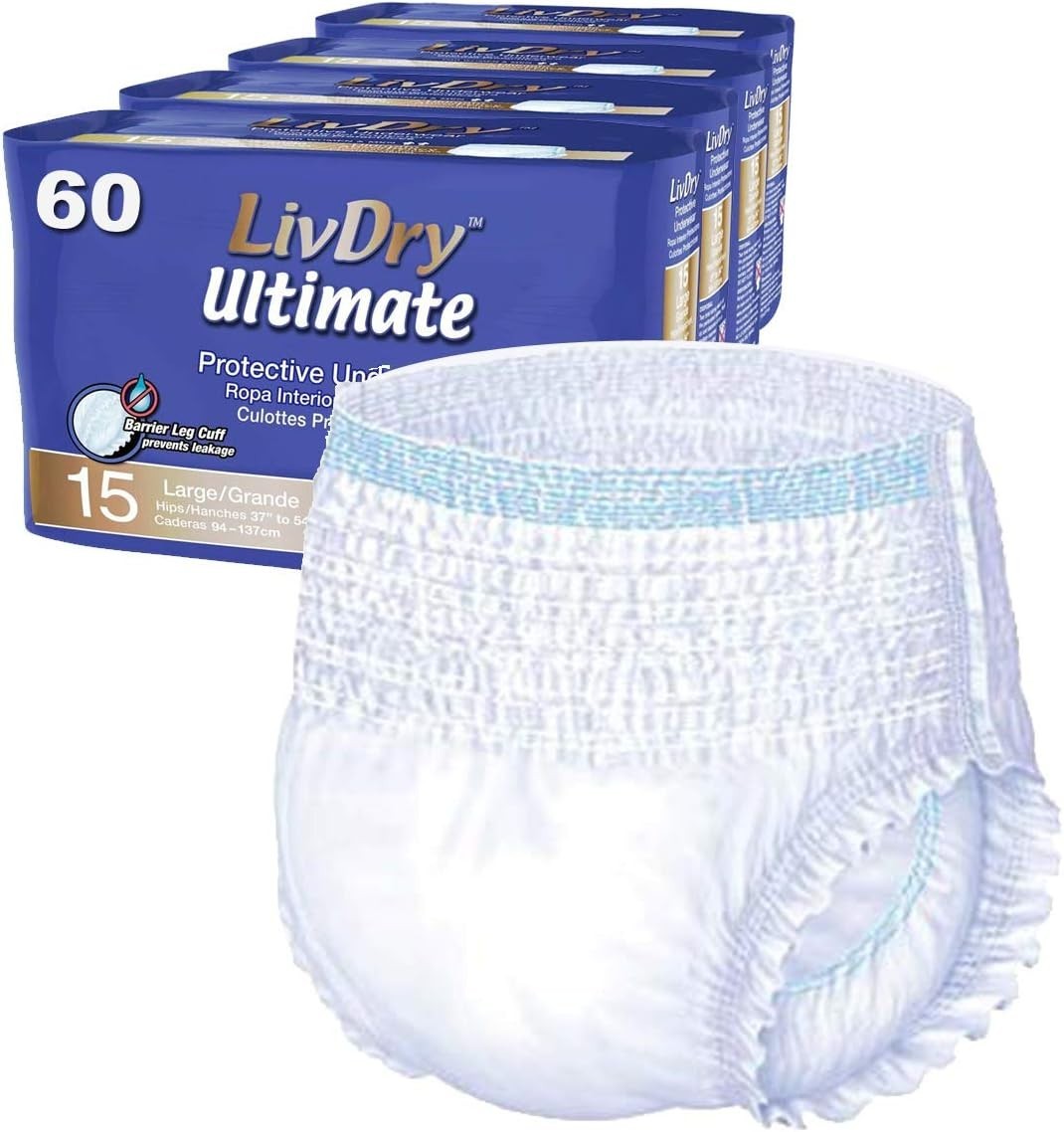 Ultimate XL Adult Incontinence Underwear High Absorbency Leak Cuff Protection