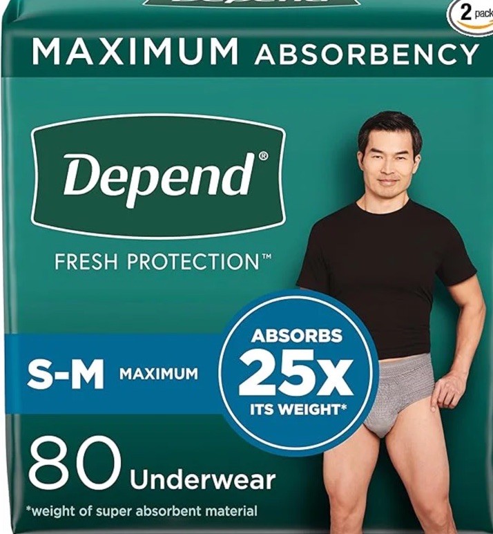 Depend Fresh Protection Underwear for Men Small/ Med 80 Count 26″ -34″ waist S-m