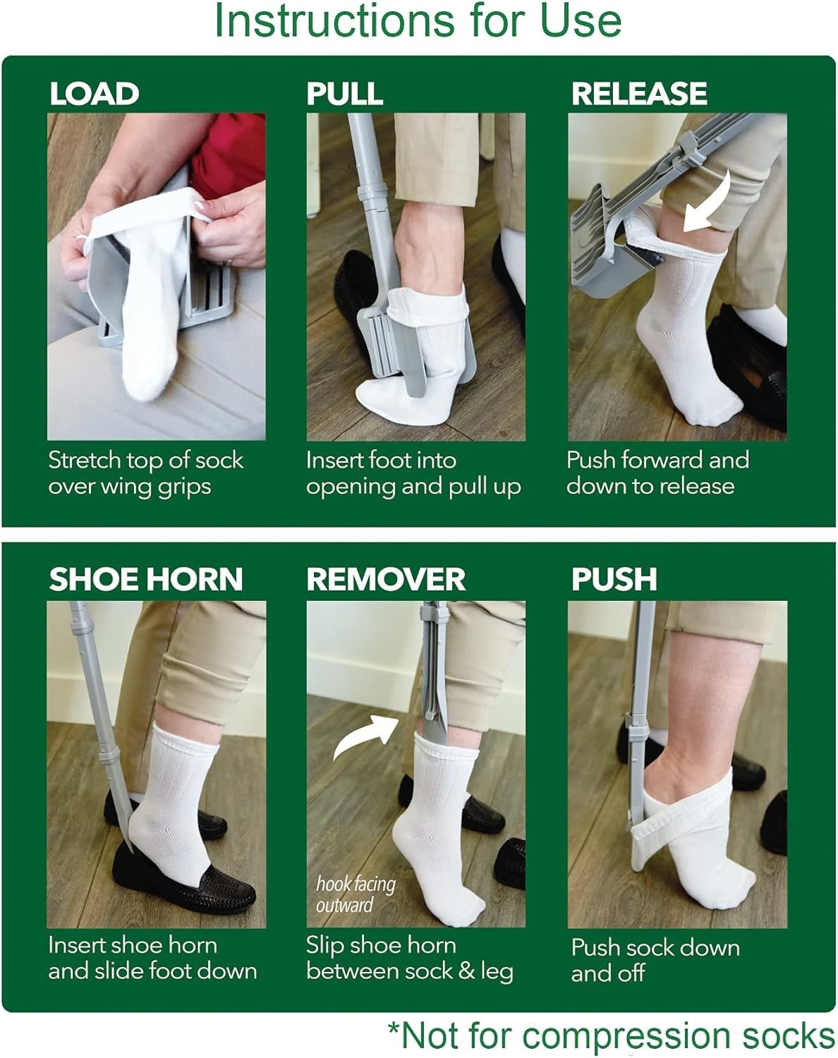 Sock Ox Adjustable Aid with Long Handle Shoe Horn – Effortless Dressing Solution