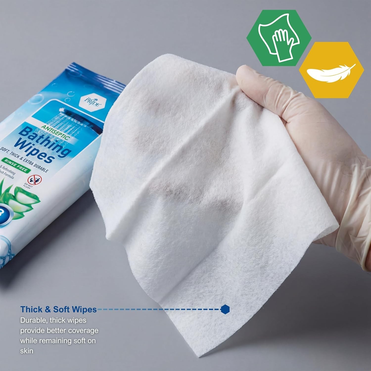 Hospital Wipes for Bathing, Waterless Rinse Free Bath Wipes for Adults, Micro…