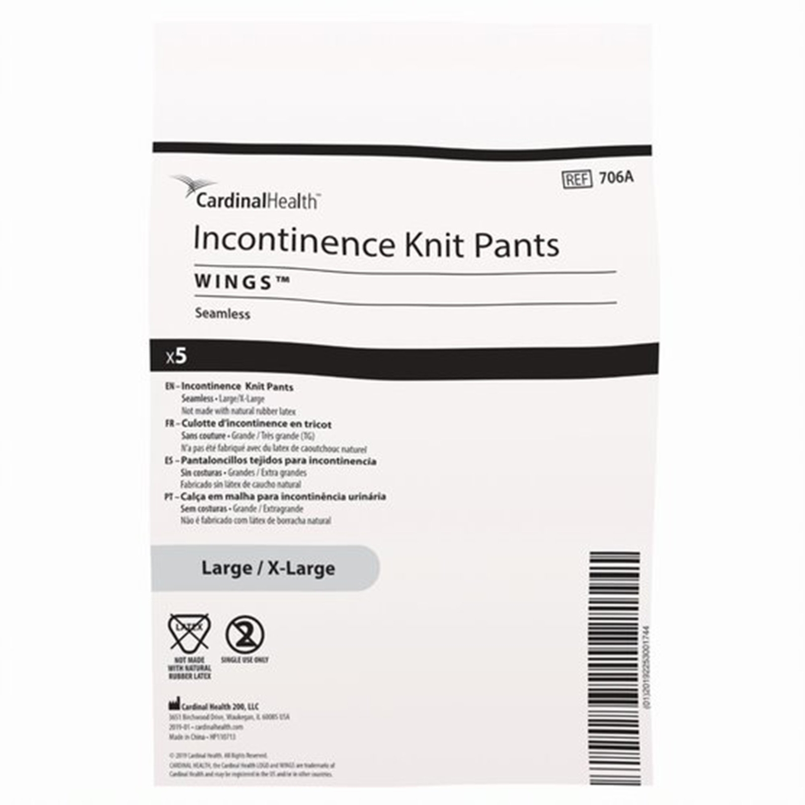 Cardinal Health Knit Pants Wings Large/ X-Large 32″ – 42″ PK of 5