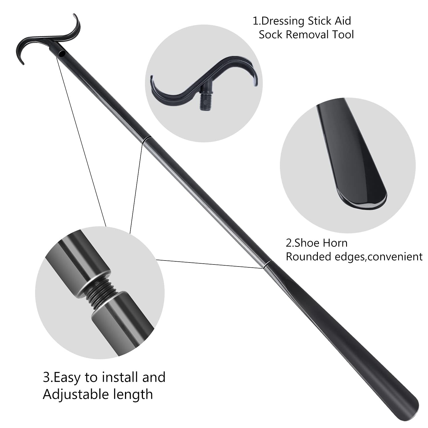35″ Long Dressing Stick with Shoe Horn 1 Count (Pack of 1),