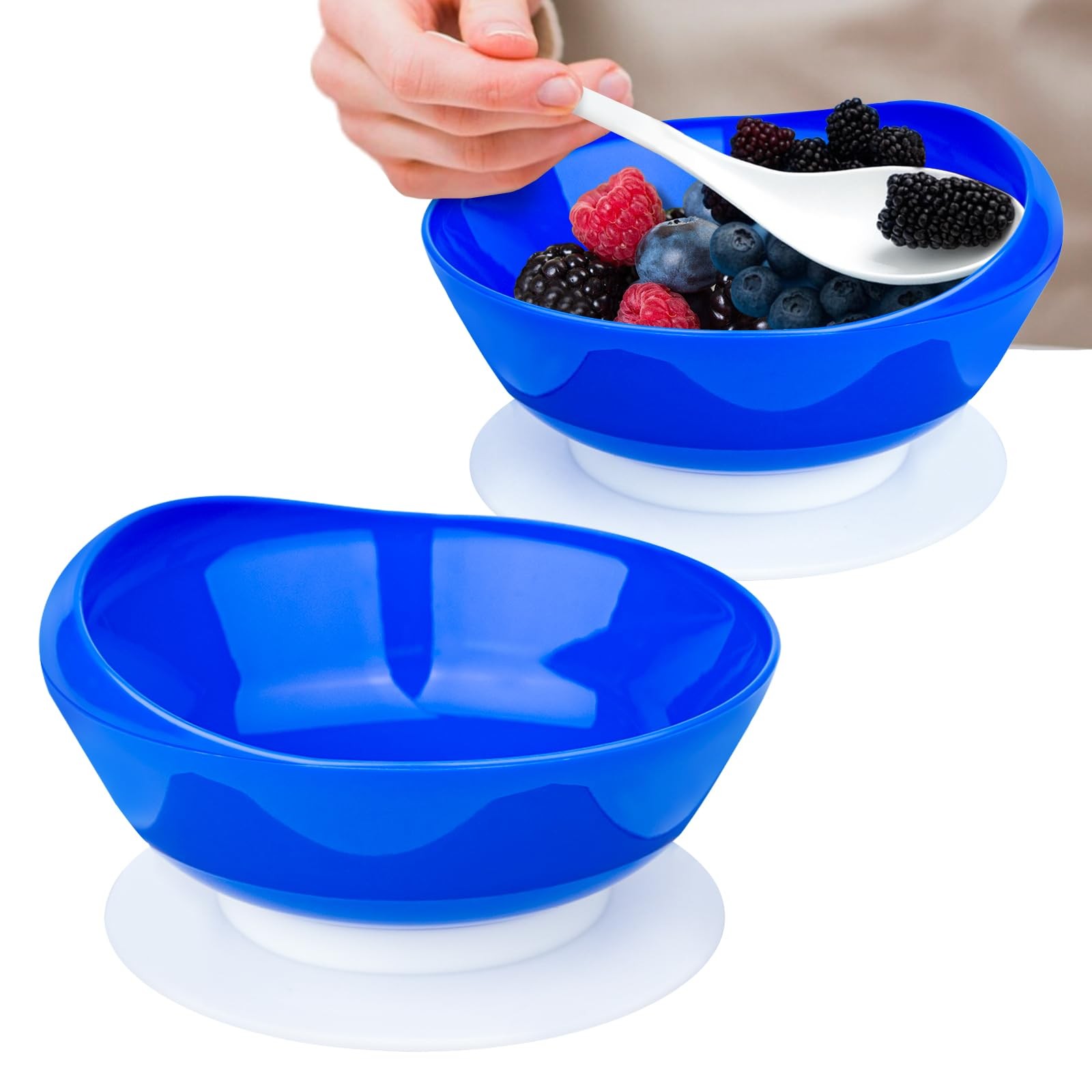 Spill Proof Scoop Bowl with Non Skid Suction Base Adaptive Dinnerware 2 Pack