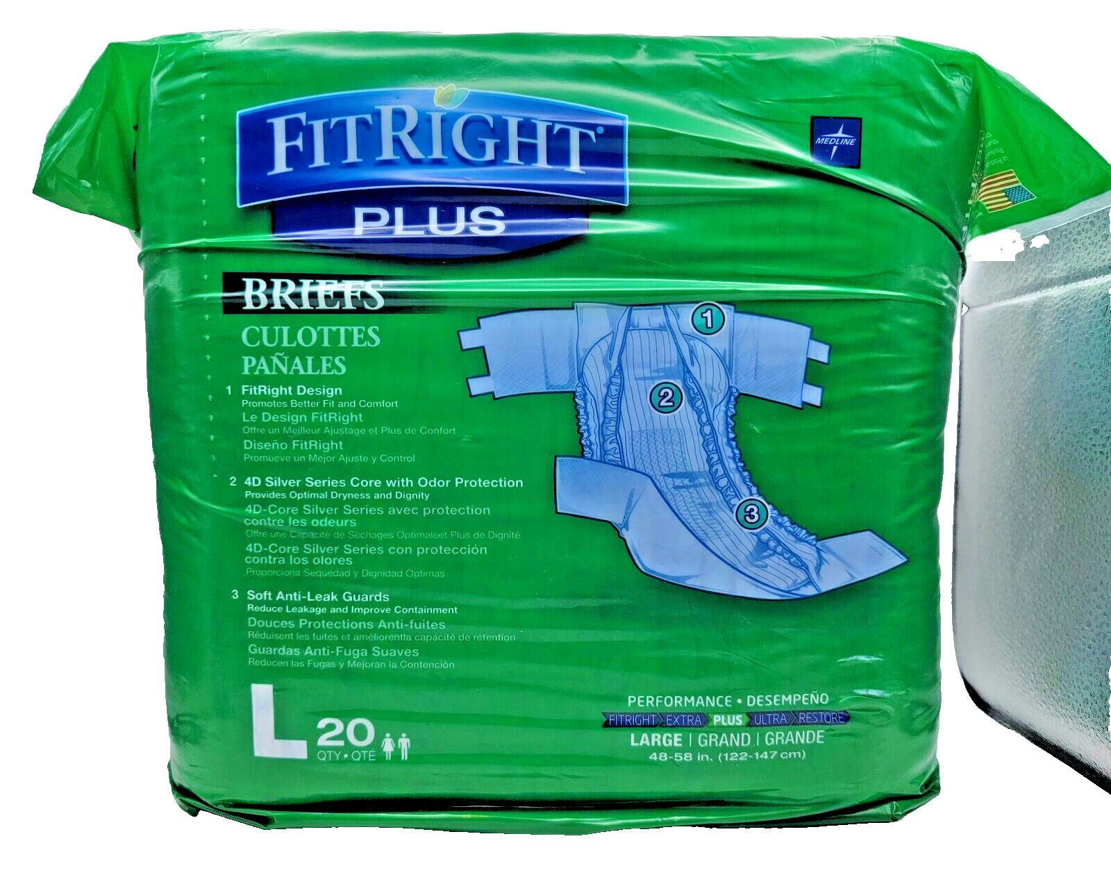 FitRight Plus Adult Diapers Large 20 Count Anti-Leak Guard