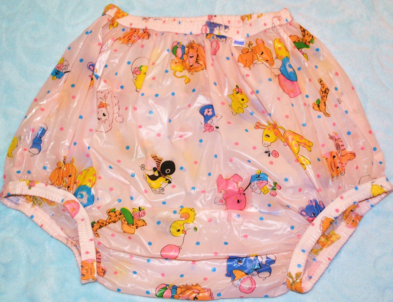 Incontinent Plastic Pant Adult 3X-LARGE Pink Carousel Enclosed Elastic High Rise