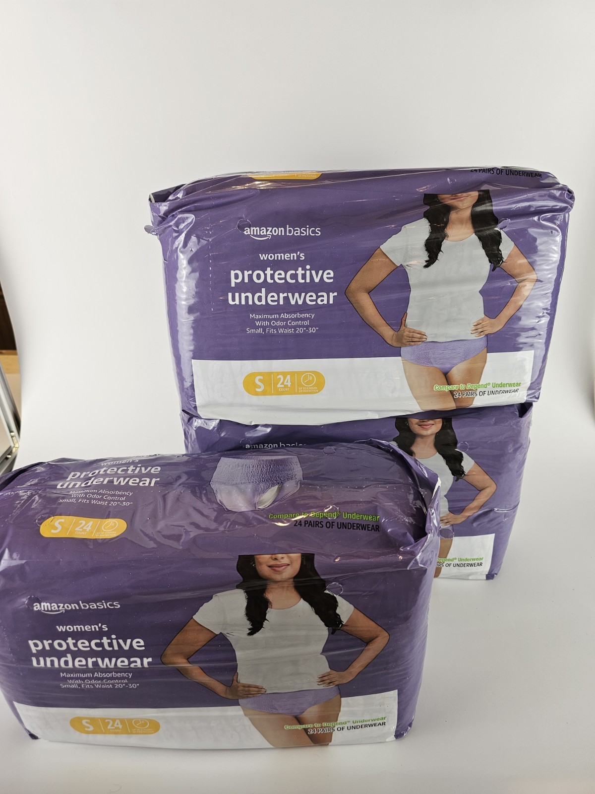 Amazon Basics Womens Size: Small 24 (72 total) count protective Underwear LOT 3