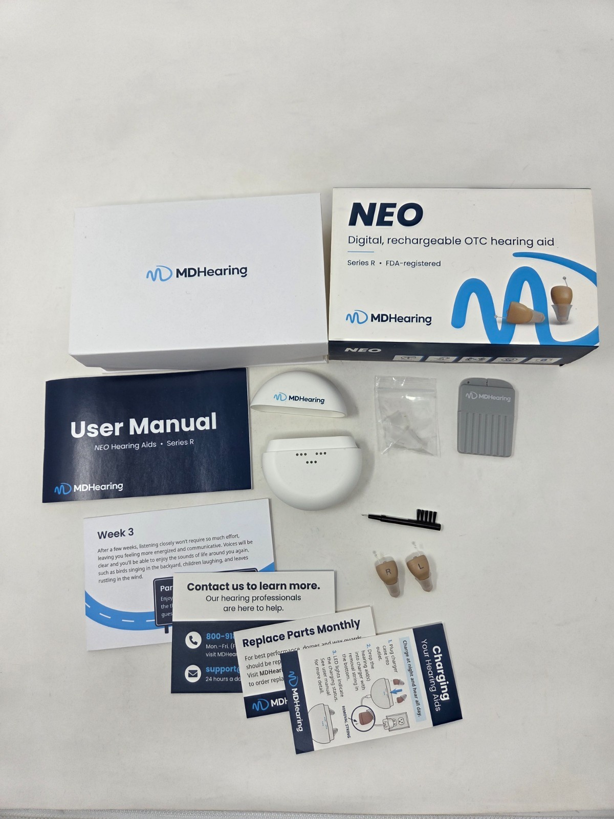 MD HEARING AIDS NEO DIGITAL RECHARGEABLE HEARING AID WIRELESS CHARGER CASE