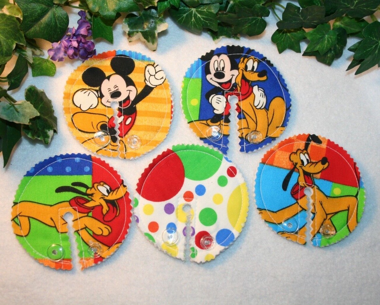 3.25 Inch Pads G-tube pads. Mickey and Pluto Set of 5