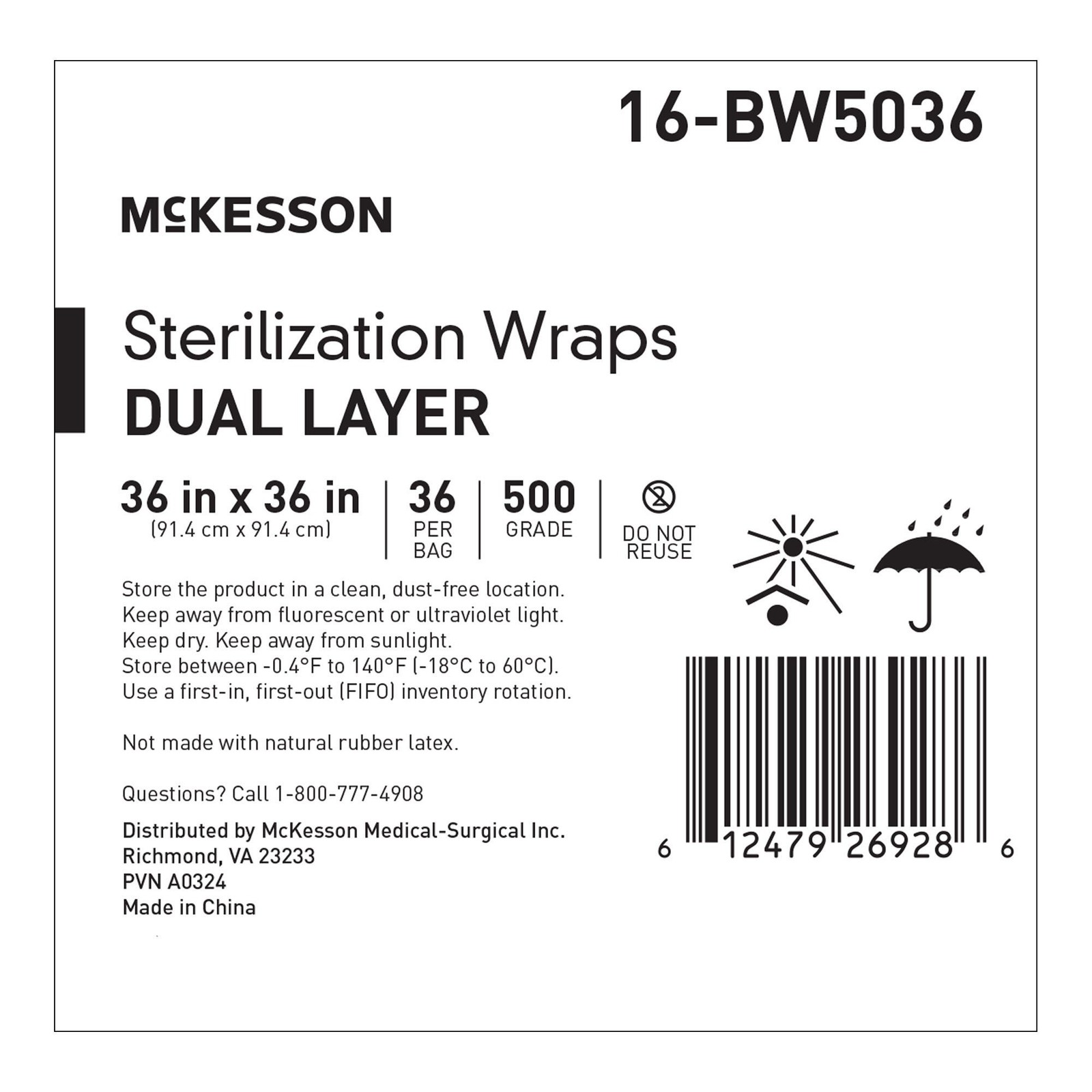 McKesson Sterilization Wrap Dual Layer White Blue 36X36″ 72 Ct