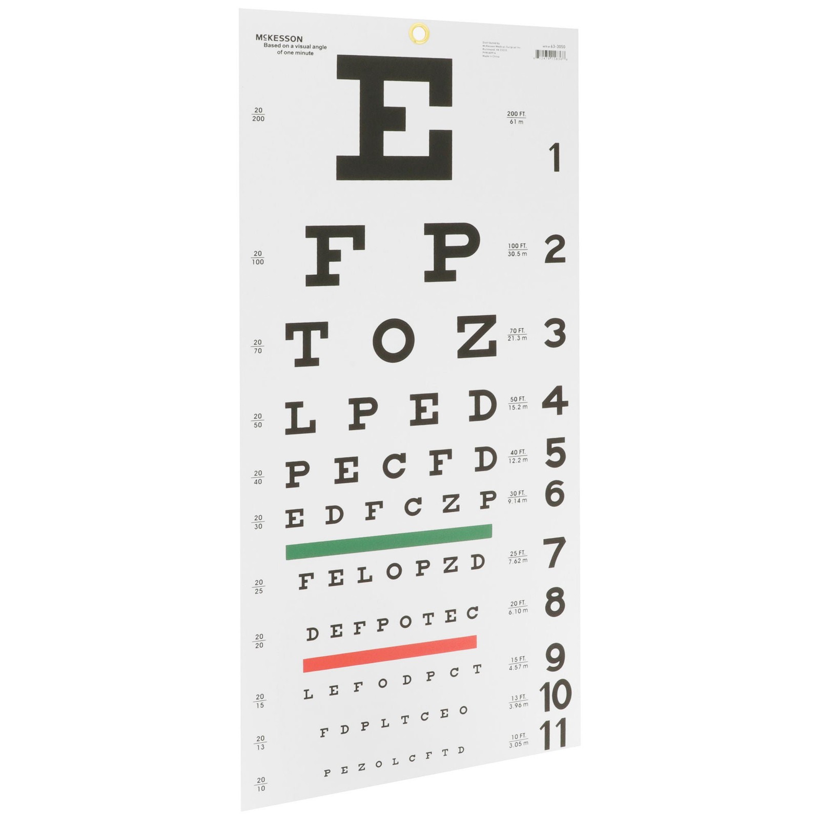 McKesson 20 Foot Distance Wall Mount Eye Chart Sloan Letter 5 per Bag