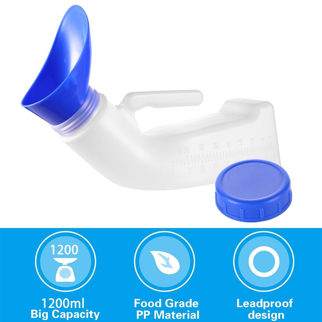 Urinals for Men Women Unisex Urinal Bottle Spill Proof Portable Pee Blue