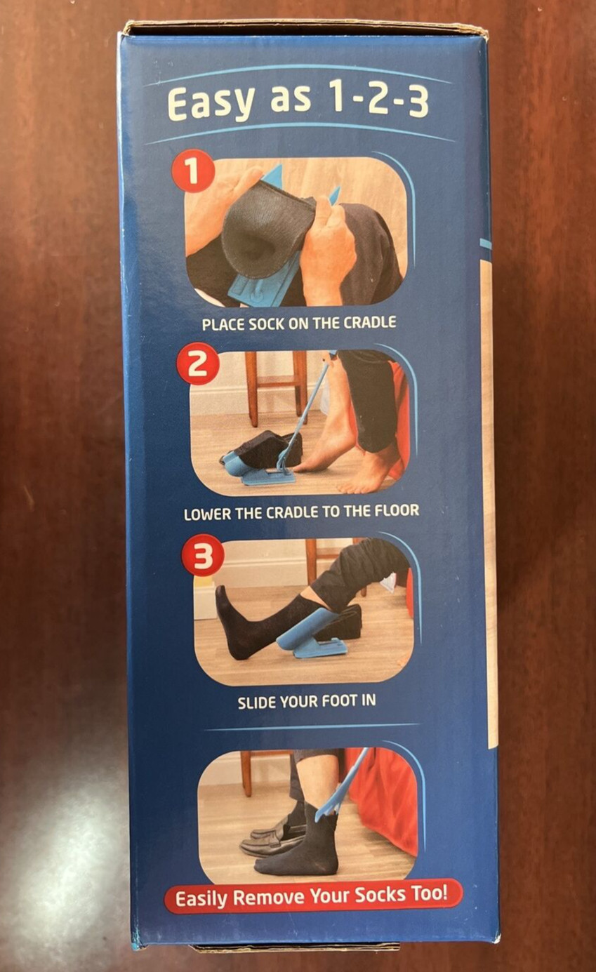 Sock Slider Aid Shoe Horn As Seen On TV Kit Put Socks On Off No Bending SEALED