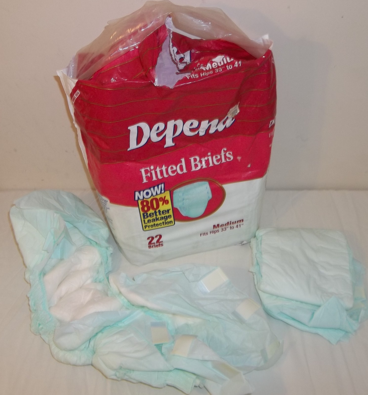 Vtg 12 Depend Fitted Briefs Medium 33″ to 41″ 1996 Kimberly-Clark Adult Diaper