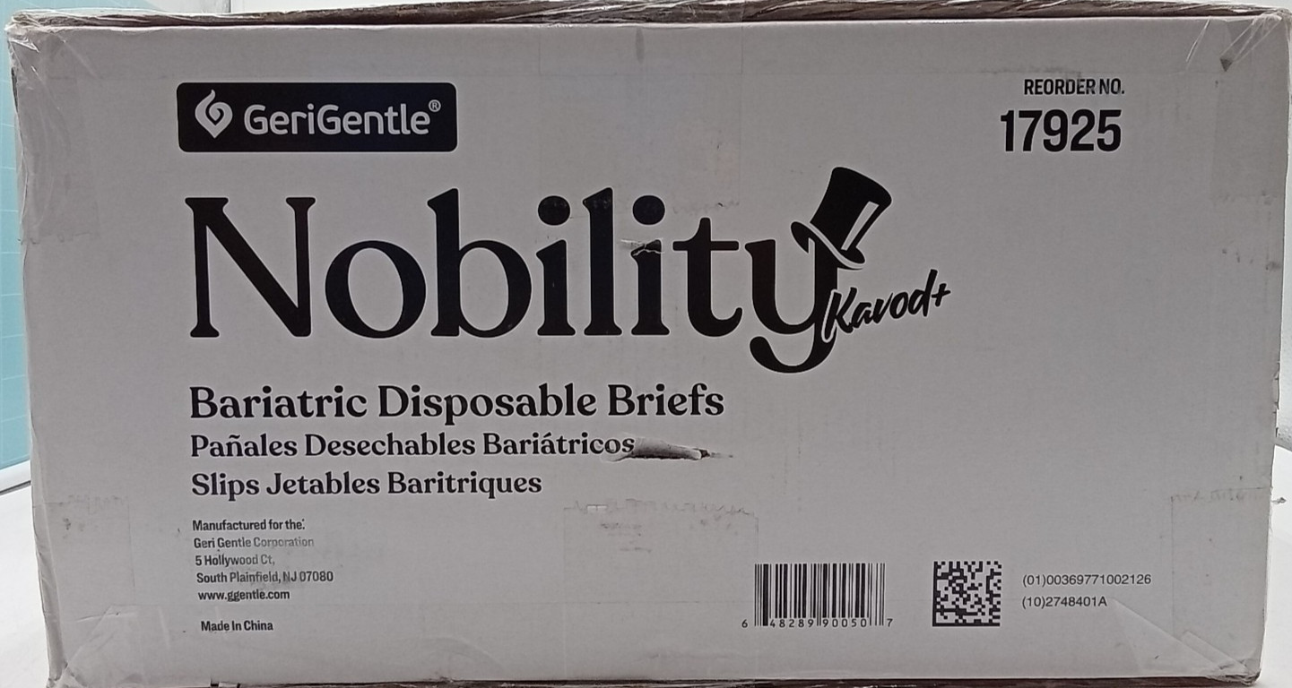 GeriGentle Nobility Bariatric Disposable Briefs4-5 XL 4 Bags 32 Briefs