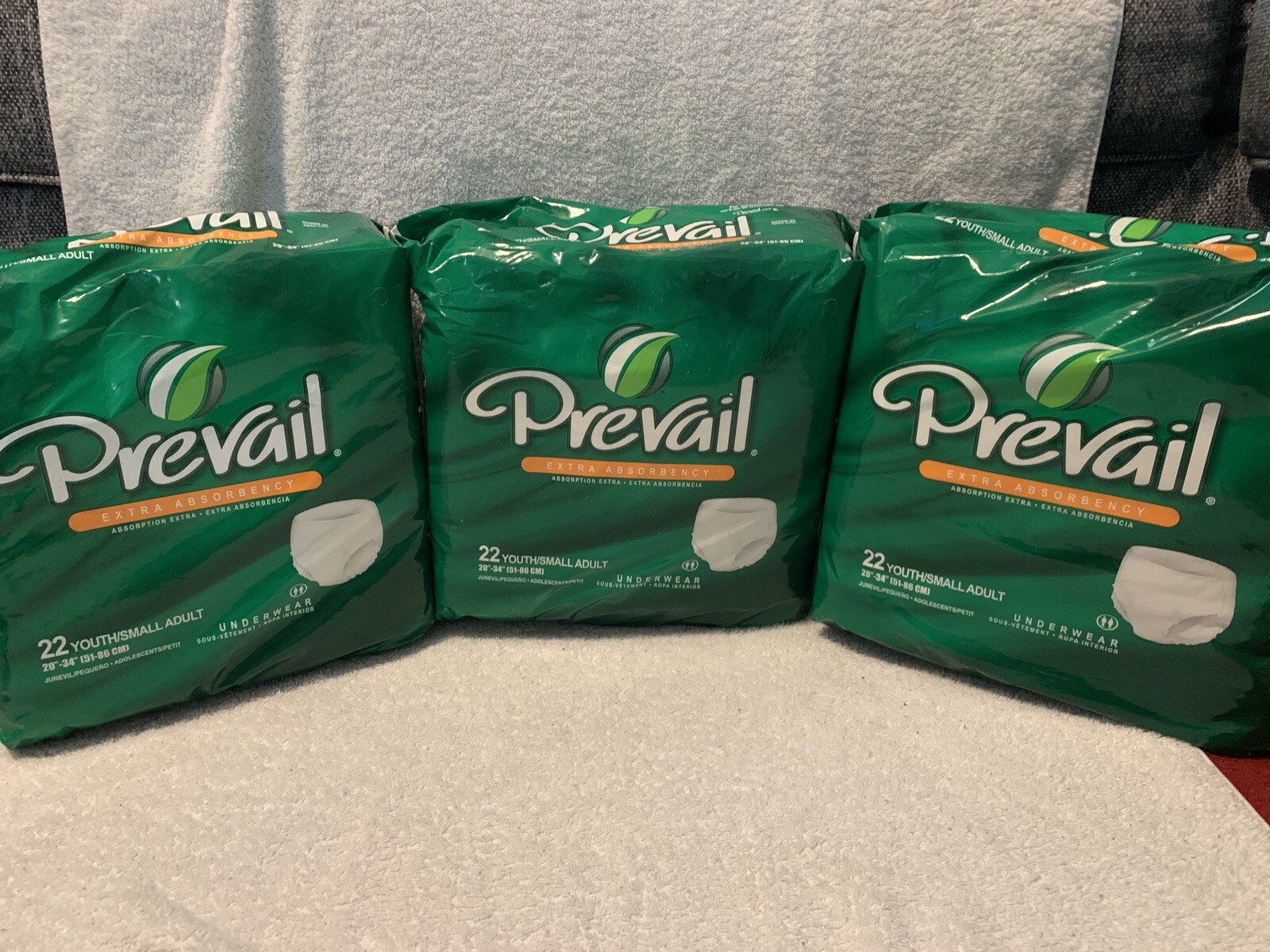 3 Packs of 22 (66 in All) Prevail Underwear Youth / Small 20″-34″ **NEW** PV 511