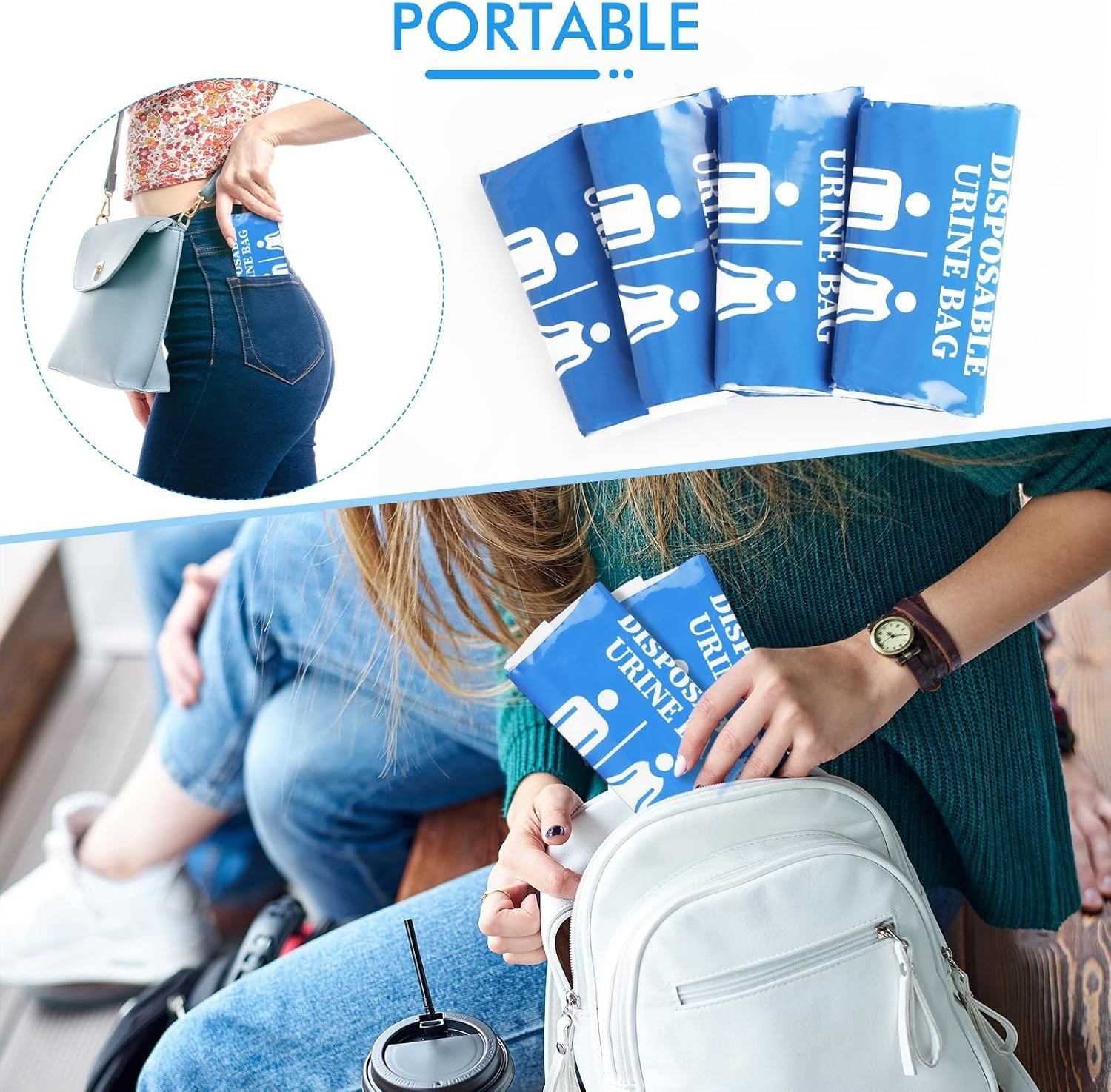 Compact & Portable 12/24Pack Disposable Urine Bags – Leak-proof & Quick Absorb